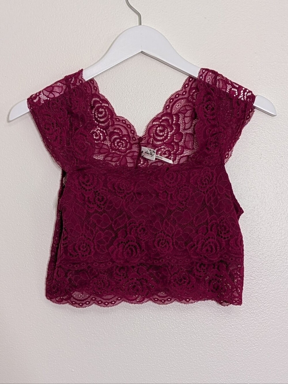 Free People Bralette Large Red Raspberry Chase Me Lace Brami Intimately